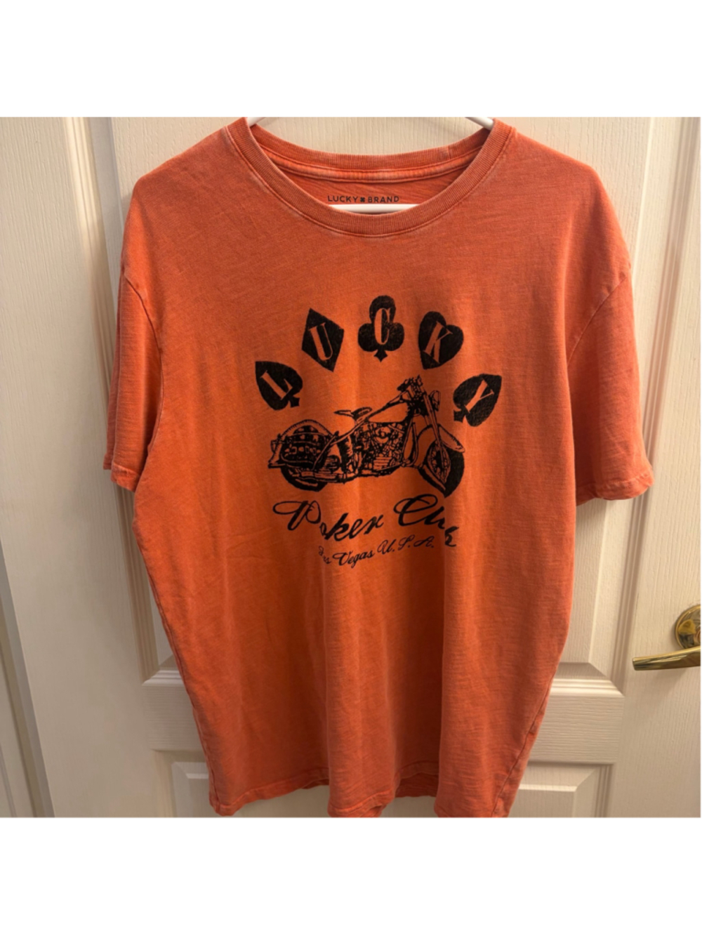 Men's Lucky Brand Poker Club Graphic T-Shirt, XL, Orange and Black - Picture 2 of 4